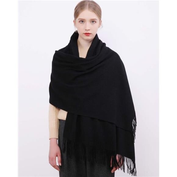Winter Scarfs for Women Pashmina Shawls Black - Picture 3 of 7